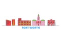 United States, Fort Worth line cityscape, flat vector. Travel city landmark, oultine illustration, line world icons Royalty Free Stock Photo