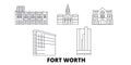 United States, Fort Worth line travel skyline set. United States, Fort Worth outline city vector illustration, symbol Royalty Free Stock Photo