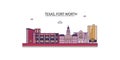 United States, Fort Worth tourism landmarks, vector city travel illustration Royalty Free Stock Photo