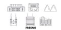 United States, Fresno line travel skyline set. United States, Fresno outline city vector illustration, symbol, travel Royalty Free Stock Photo