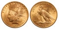United states gold coin 10 dollar indian head vintage 1932