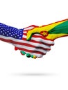 United States and Grenada flags concept cooperation, business, sports competition