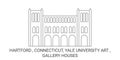 United States, Hartford , Connecticut, Yale University Art , Gallery Houses travel landmark vector illustration Royalty Free Stock Photo