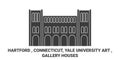 United States, Hartford , Connecticut, Yale University Art , Gallery Houses travel landmark vector illustration Royalty Free Stock Photo