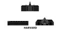 United States, Harvard flat travel skyline set. United States, Harvard black city vector illustration, symbol, travel