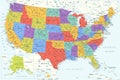 United States - Highly Detailed Colored Vector Map of the USA. Ideally for the Print Posters Royalty Free Stock Photo