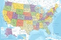 United States - Highly Detailed Colored Vector Map of the USA. Ideally for the Print Posters Royalty Free Stock Photo