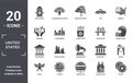 united.states icon set. include creative elements as fire hydrant, america, golden gate, gramophone, sticker, government filled
