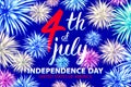 United States Independence Day Holiday 4 July Banner Greeting Card Flat Vector Illustration fireworks Royalty Free Stock Photo