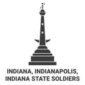 United States, Indiana, Indianapolis, Indiana State Soldiers travel landmark vector illustration