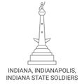 United States, Indiana, Indianapolis, Indiana State Soldiers travel landmark vector illustration