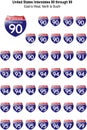 United States Interstates 90 through 99