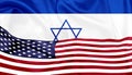 United states and Israel flags on silk texture Royalty Free Stock Photo