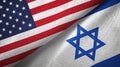 United States and Israel two flags textile cloth, fabric texture Royalty Free Stock Photo