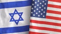United States and Israel two flags textile cloth 3D rendering Royalty Free Stock Photo