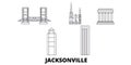 United States, Jacksonville line travel skyline set. United States, Jacksonville outline city vector illustration