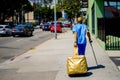 UNITED STATES - June 02: Man who works as a golden living statue before starting working, June 02, 2016 in Los Angeles, United