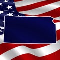 United States, Kansas. Dark blue silhouette of the state