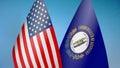 United States and Kentucky state two flags