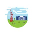 United states landmarks logo icon in the round shape