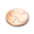 United States Lincoln Penny isolated over white. 3D illustration, clipping path Royalty Free Stock Photo