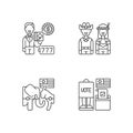 United States linear icons set