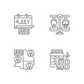 United States linear icons set