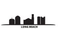 United States, Long Beach city skyline isolated vector illustration. United States, Long Beach travel black cityscape Royalty Free Stock Photo