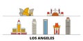 United States, Los Angeles flat landmarks vector illustration. United States, Los Angeles line city with famous travel