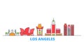 United States, Los Angeles line cityscape, flat vector. Travel city landmark, oultine illustration, line world icons
