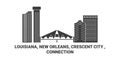 United States, Louisiana, New Orleans, Crescent City , Connection travel landmark vector illustration