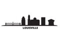 United States, Louisville city skyline isolated vector illustration. United States, Louisville travel black cityscape