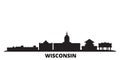 United States, Madison city skyline isolated vector illustration. United States, Madison travel black cityscape