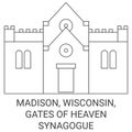 United States, Madison, Wisconsin, Gates Of Heaven Synagogue travel landmark vector illustration