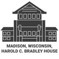 United States, Madison, Wisconsin, Harold C. Bradley House travel landmark vector illustration