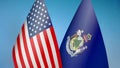 United States and Maine state two flags