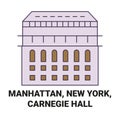 United States, Manhattan, New York, Carnegie Hall travel landmark vector illustration