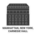 United States, Manhattan, New York, Carnegie Hall travel landmark vector illustration Royalty Free Stock Photo