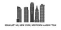 United States, Manhattan, New York, Midtown Manhattan, travel landmark vector illustration