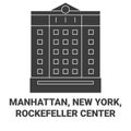 United States, Manhattan, New York, Rockefeller Center travel landmark vector illustration Royalty Free Stock Photo