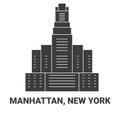 United States, Manhattan, New York travel landmark vector illustration