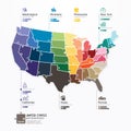 United states Map Infographic Template jigsaw concept banner. Royalty Free Stock Photo