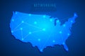 United States map on network connection, blue USA map, vector Royalty Free Stock Photo