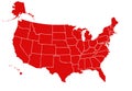 United states map red,America isolated Royalty Free Stock Photo