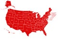 United states map red,America isolated Royalty Free Stock Photo