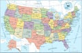 Map of United States - highly detailed vector illustration Royalty Free Stock Photo