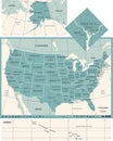 United States Map - Vintage Vector Illustration Royalty Free Stock Photo