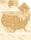 United States Map - Vintage Vector Illustration Royalty Free Stock Photo