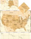 United States Map - Vintage Vector Illustration Royalty Free Stock Photo