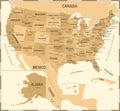 United States Map - Vintage Vector Illustration Royalty Free Stock Photo